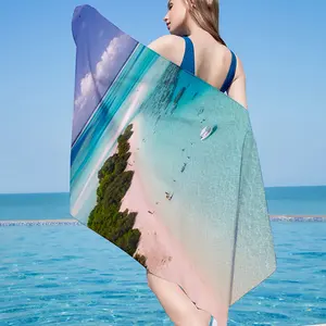 廉价超细纤维泳池游泳旅行低最小起订量大定制标志数码印花沙滩巾