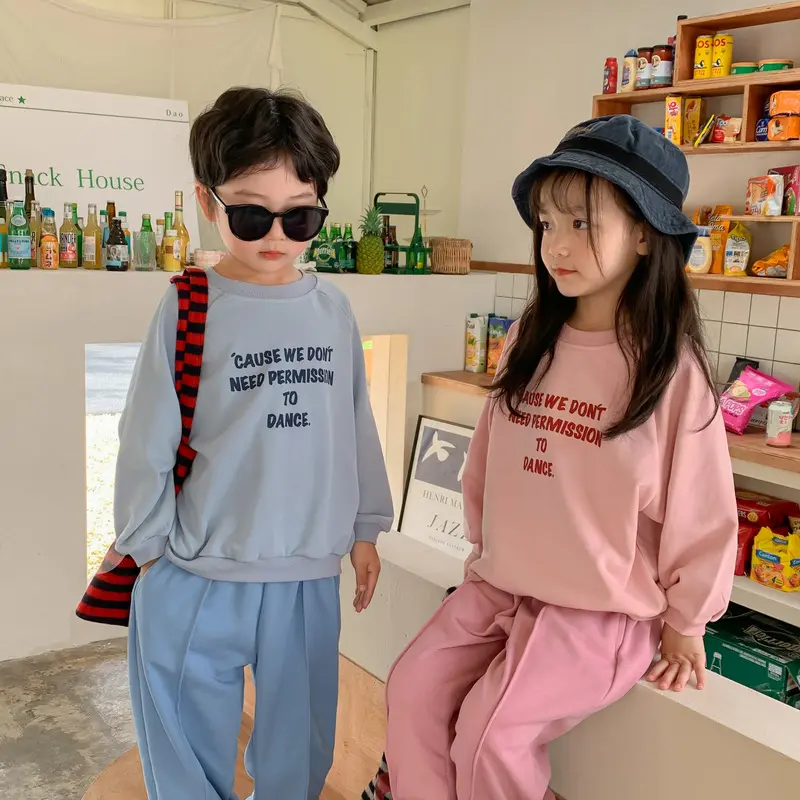 2022 autumn infant baby kid long sleeve shirt toddler boys girls pink blue fleece casual outfit clothing KM2022Q22034
