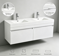 Meuble-lavabo mural double vasque résistant à l'eau, design moderne, fabriqué à Hangzhou, blanc, pour hôtels et appartements