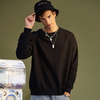 Sweat-shirt de luxe personnalisé 100 % coton épais à col ras du cou, coupe ample et oversize avec épaules tombantes, logo brodé écologique