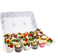 Boîtes à cupcakes en plastique, 24 unités, empilables, transparentes, en PET, type blister