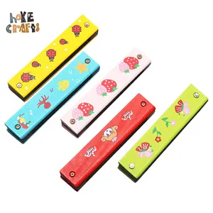 Hoye Ambachten Houten Blazen Speelgoed Chromatische Cartoon Harmonica Houten Harmonica