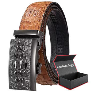 メンズビジネスカジュアルファッションメタルラチェット自動バックルメンズベルト本革ギフトボックスベルトセット - Product Image 4