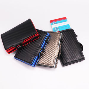 OEM/ODM Business Minimalist Slim Credit Card Holder Small Carbon Leather Pop-up <b>Smart</b> <b>Wallet</b> Kartenhalter Brieftasche Herren - Product Image 3
