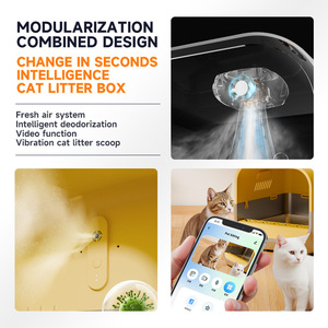 Modern Half-Enclosed Aço Inoxidável <span class=keywords><strong>Cat</strong></span> Litter Box Fácil Limpar Grande Toalete Do Gato com Colher De Plástico para Evitar Salpicos - Product Image 2