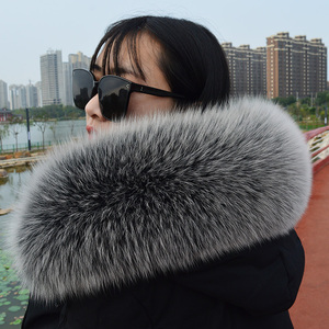 Real Fox Fur Collar Winter Neck Warmer Long Furry Scarf Women's Coat Hood Fur Trims Outdoor Adult Accessories - Product Image 4