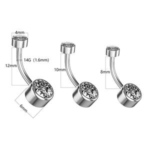 Venta al por mayor, anillo de ombligo con rosca interna personalizado, conjunto de bisel de titanio, doble gema, ombligo, curvas, Piercing, joyería para el cuerpo - Product Image 6