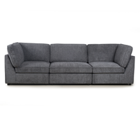 Canapé modulaire en tissu gris foncé en forme de L avec chaise longue pour salon