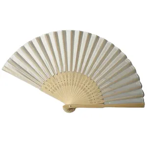 2022 Custom Design Printed Simple Solid Foldable Natural Bamboo Frame Paper Wooden Hand Fan