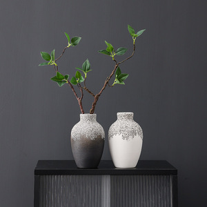 Vintage Brushed Texture Creative Ceramic Vase With Hydroponic Function for Living Room Faux Flower Display Home <b>Decor</b> - Product Image 2