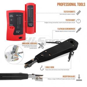 9-Piece Hand Operated OEM Plastic Network Cable Tester <b>Tool</b> Kit <b>with</b> Soft Case for Wiring Maintenance and Repair - Product Image 4