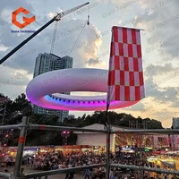 Décoration suspendue géante en forme de beignet gonflable pour festival de musique, forme personnalisée, éclairage LED, anneau circulaire gonflable, décoration extérieure