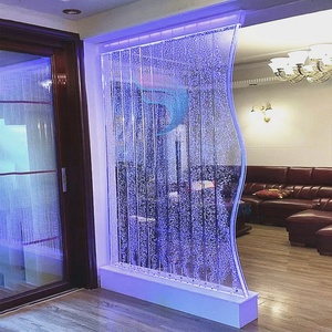 Vách ngăn phòng & màn hình acrylic đèn LED hiện đại bán buôn, thiết kế hình chữ S, tường bong bóng nước, di động và đứng sàn - Product Image 2