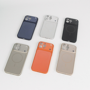 Funda Protectora para Teléfono con Cristal Protector de Lente Ag para iPhone 16 15 14 Plus 13 Pro Max 12 11 17 Air Simple Naranja Magnética - Product Image 1