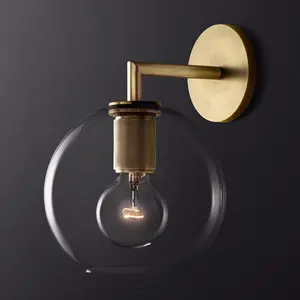 Modern Antique Brass Crystal Glass Wall Mounted Lamp For Living Room Hotel Bathroom Wall Lights