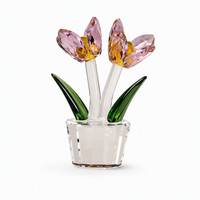 Figurine de fleur de tulipe en cristal, ornement en verre de cristal, décoration d'intérieur, cadeau de mariage pour elle, décoration de bureau à facettes WDY-0504