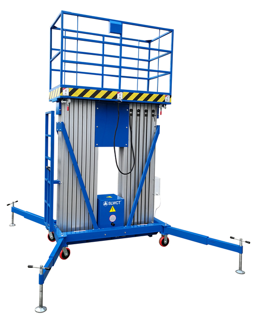 Portable Electric 250kgs Vertical Mast Lift Push Around Design