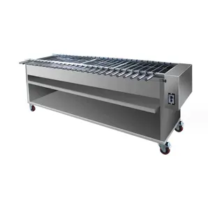Fully automatic commercial skewer grill fully rotating flipping roasted chicken wings chicken legs duck neck charcoal grill
