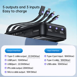 Remax FCP-1/2 20W Powerbanks Schnellladung 10000mAh 20000mAh Universelle Mini-Powerbank mit 4 Kabeln - Product Image 2