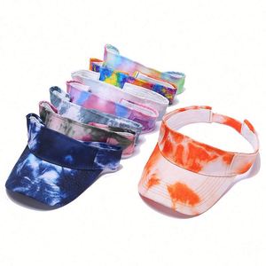 Chapeau de soleil tendance pour femme avec visière graffiti colorée et motif tie-dye, style été - Product Image 2
