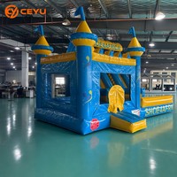 Ceyu Commercial Bleu Jaune Toboggan Gonflable Combo Maison de Rebond Château Gonflable à Double Voile Location de Fête pour Enfants Logo Personnalisé Usine