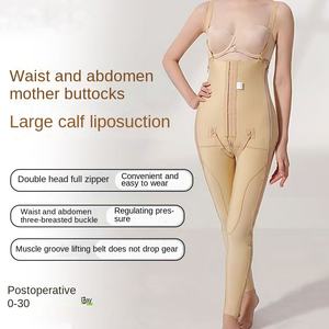Traje <span class=keywords><strong>de</strong></span> liposucción médico-estético <span class=keywords><strong>de</strong></span> spandex antibacteriano con cremallera lateral, ajuste ceñido y pierna ancha, para reparación. - Product Image 1