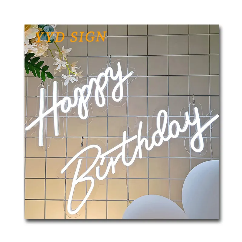 お誕生日おめでとう背景ウォールマウントネオンサインバースデーパーティーの装飾カスタムアクリルLEDネオンレターライトサインロゴ