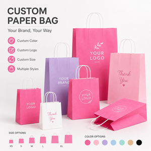 Custom Printed Matte Pink Kraft Carry Bags Multi Sizes Eco Paper Shopping Bags For Apparel Jewelry Cosmetic Gift <b>Box</b> Packaging - Product Image 3