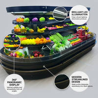 Réfrigérateur vertical circulaire pour îlot, vitrine réfrigérée pour légumes et boissons, équipement de réfrigération pour supermarchés