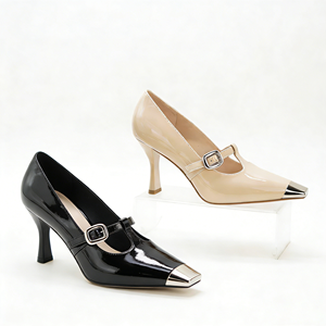 Zapatos de tacón de aguja con hebilla metálica y punta cuadrada para mujer, estilo Mary <span class=keywords><strong>Jane</strong></span>, ideales para fiestas y citas, venta al por mayor. - Product Image 1
