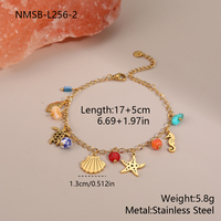 Parures de bijoux hawaïens pour femme, collier et bracelet, perles colorées, breloques étoile de mer, coquillage et tortue en acier inoxydable, bijoux de corps d'été