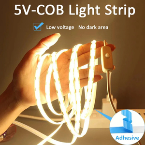 Lampu <span class=keywords><strong>Strip</strong></span> <span class=keywords><strong>LED</strong></span> USB 5V 320LEDs/M, lampu pita lampu COB <span class=keywords><strong>LED</strong></span> putih hangat DIY pencahayaan ruang dapur lampu belakang cermin TV - Product Image 3