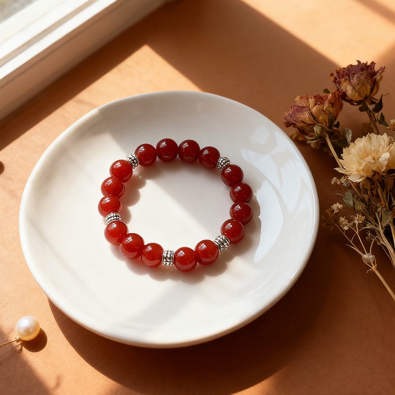 Garnet Crystal Bracelet Carnelian Charm Beaded