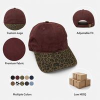 Gorra de Béisbol Vintage con Estampado de Leopardo, Parche con Letras Bordadas, Gorra de Algodón Lavado Estilo Dad Hat, Logotipo Personalizado, Unisex, Deportiva, Casual, Tipo Trucker