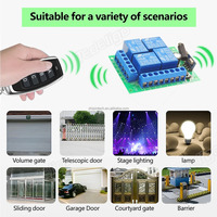 Control Remoto Inalámbrico de 4 Canales y 433MHz para Puerta de Garaje/Obturador/Portón, 4 Botones, Alcance de 50m, DC 12V 10A, Uso Universal