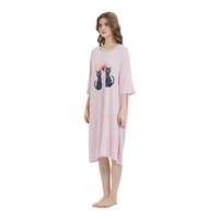 T-shirt de nuit avec poches imprimé chat amour personnalisé doux été Cool écologique confortable surdimensionné long lâche femmes
