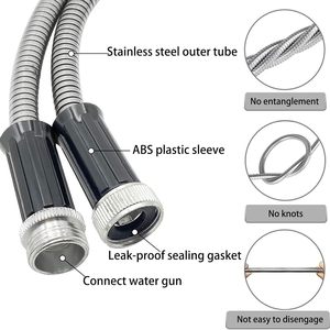 Juego de mangueras de jardín de acero inoxidable, tubería de agua de Metal de alta presión de 20M con boquilla múltiple para lavado de coches y jardines - Product Image 3