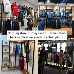 可定制金属零售服装展示架闪亮金色侧服装店货架定制设计展示架 - Product Image 4