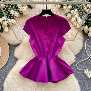 Blus Wanita kasual lengan pendek musim panas kemeja motif bunga Wanita Atasan pesta pakaian wanita grosir - Product Image 4