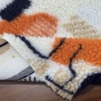 Tissu Jacquard Géométrique Imprimé en Polaire Texturée, Peluche Tricotée Imprimée 100% Polyester pour Vêtements, Jouets et Tapisserie Automobile