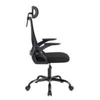 Chaise de bureau de direction ergonomique avec dossier haut en maille, appui-tête réglable, accoudoirs relevables et soutien lombaire confortable
