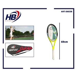 Raquette de tennis Hb Sport 69 cm jaune fluorescent et noir pour le jeu en extérieur - Product Image 3