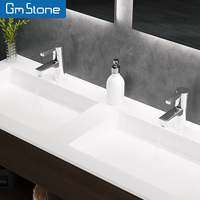 GM Lavabos muraux modernes italiens en résine, surface en pierre artificielle, lavabos solides pour salle de bain, lavabos pour shampoing, durables, pour usage hôtelier