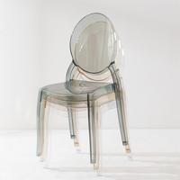 Vente en gros d'usine de chaises modernes en acrylique transparent à dossier rond en résine plastique transparent pour la location d'événements de mariage et de fêtes