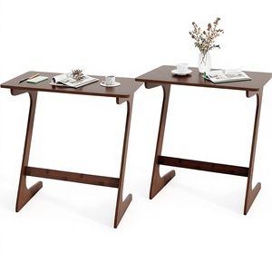 <span class=keywords><strong>Giantex</strong></span> Ensemble de 2 tables TV en bambou en forme de Z, meubles modernes pour salon, pour petits espaces, table basse de chambre - Product Image 1