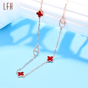 Oro puro de 18K de doble cara, trébol de 4 hojas y nariz de cerdo, collares personalizados de oro real, joyería de oro real de 18K - Product Image 3