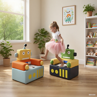 Canapé-lit moderne en mousse pour enfants, en forme de robot, doux et ludique, idéal pour chambre, salon, crèche et salle de jeux