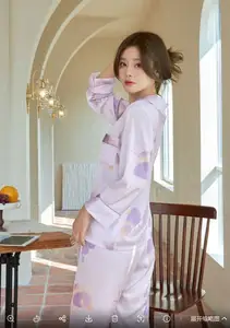 Pijama de satén con botón personalizado para mujer, 2 unidades