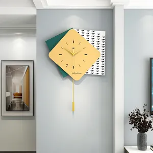 Настенные часы в скандинавском стиле с маятником, современные креативные часы для гостиной, домашний декор, бесшумные часы для комнаты