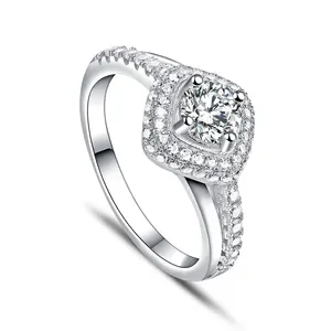 Sun star TL-304 925 sterling silver jewelry square round cubic zirconia women's engagement ring